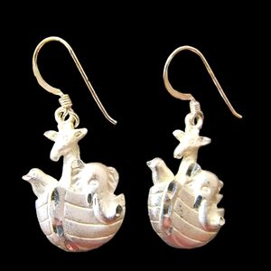 Vintage Noah's Ark Sterling Silver Pierced Earrings w/ Giraffe, Others